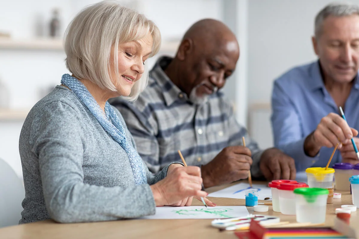 Senior group painting class